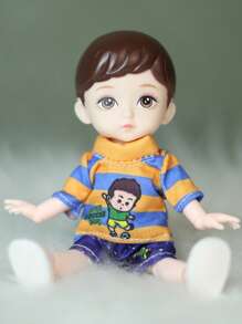 DOLL MEET One Piece 6 Inches Cute Baby Dolls, Boy Model 13 Movable Joints Plastic Painted Eyes, For Children Girl Birthday Gift Toys 3 Colors Clothes Child Doll Toys