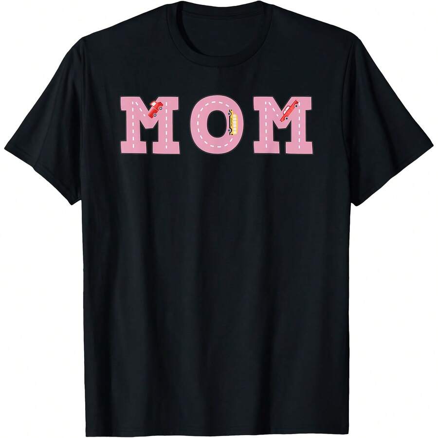 Cool Playmat Car Race Track On Back MOM T-Shirt - Black - View 1