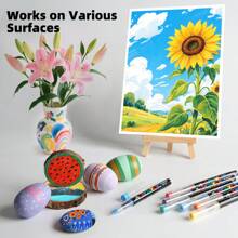 24/36/48/60/72 Farben Gerade Flüssig Soft-Spitze Acryl-Marker Set Schüler Nicht-durchlässig Stapelbar Kunst Pinsel Interessenklasse Malerei Aquarellstift Graffiti Farbe Soft Stift Schulanfang