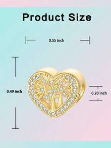 镀银吊坠饰品系列：十字架、豹纹蝴蝶结、三叶草、树、心形、金珠，适合DIY手链和女士首饰 - 銀色 - 查看 7