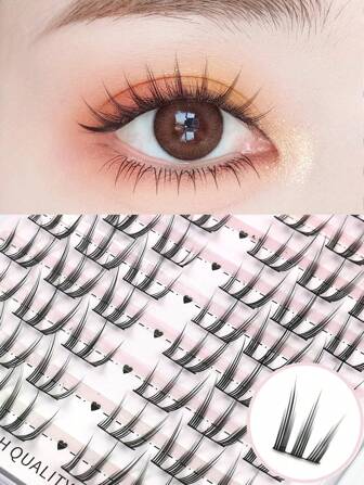 12 Rows, 72 Clusters, C Curls, Natural And Sweet Style, Segmented False Eyelashes, Makeup Eyelash Extensions, Easy To Apply, Cat Claw False Eyelashes, Fluffy Eyelashes, Mixed Length Eyelash Extensions