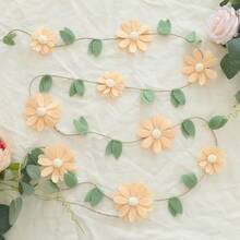 1 Peça Guirlanda de Flor de Feltro Boho Feita à Mão com Corda de Juta, Adequada para Decoração de Casa, Decoração de Festa, Decoração de Parede