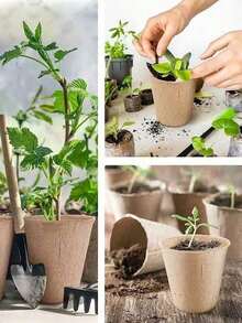 20/40/60pcs Nutritious Paper Pulp Nursery Cup, Seed Tray Seedling Raising Pot - Brown - View 6