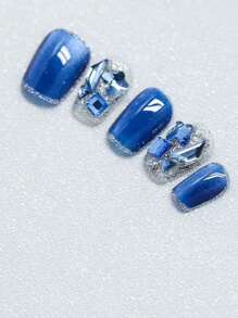 10 szt. granatowych kocich oczu, błyszczące ozdoby do paznokci, luksusowe akcesoria do paznokci, ręcznie robione naklejki na paznokcie, artykuły do paznokci, paznokcie