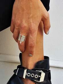 1 件时尚十字架复古银金属女士戒指适合日常佩戴和派对聚会