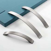 4 piezas Tiradores y pomos de aleación de aluminio para gabinetes, puertas, cocina, cajones y muebles - Plateado - Ver 5