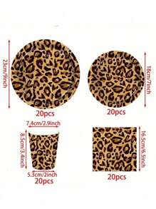 8pcs Leopard Print Plates And Napkins Party Supplies Brown Cheetah Print Birthday Decorations Tableware Plate Napkin For Wild Animal Leopard Theme Birthday Party Decorations,School Supplies