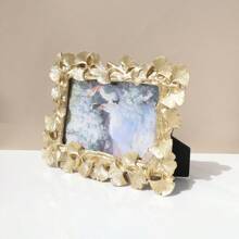 1pc Retro European Style Gold Ginkgo Leaf Edged Photo Frame, Horizontal & Vertical Display, Comes With 1 Random Inner Paper For Home Decor