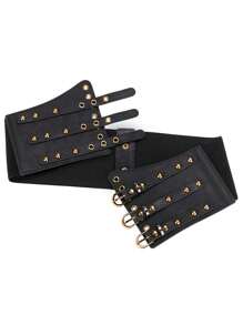 1 Stück Damen Schwarzer Punk Elastischer Taillengürtel, Gothic Stil Breiter Taillenformer, geeignet für den täglichen Gebrauch als Damenkorsettgürtel für Kleider, Taillentrainer zur Taillenformung und Bauchkontrolle