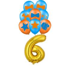 1 Set de Gafas con Tema de Maestro, Pajarita, Estrella, Decoración de Globos de Látex con Estampado de Números Azul & Dorado, Adecuado para Fiesta de Cumpleaños en Casa, Regalo para Hijo/Hija, Accesorio de Fondo Fotográfico - Multicolor - Ver 30