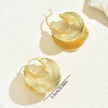 1 对简约金属圆形耳环，适合女士佩戴，适合节日、生日、约会、派对、度假、日常佩戴 - 金色 - 查看 4