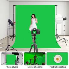 GAINVANE Chroma Key Green Screen Background Cloth, Thickened Green Curtain Backdrop With Pole Pocket, Full Set Live Streaming Accessories