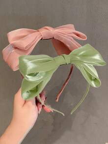 2件套双层超大3D蝴蝶结发箍，女士优雅纯色简约百搭头饰，适合散步、聚会、派对等场合，可作发带、发箍、发饰、头饰、礼物头饰 - 彩色 - 查看 18