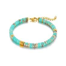 1pc Fashion Minimalist Versatile Stainless Steel & Natural Stone Bracelet, Multi-Color Options Suitable For Women Daily Wear