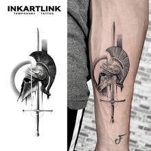 INKARTLINK 战士战斗临时纹身 - 防水派对贴纸，15 天纹身贴纸，军事风格人体艺术，男女皆宜 - 黑色 - 查看 2