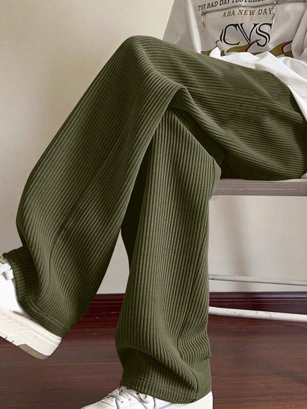 Pantalones rectos de pana para hombre, de ajuste holgado y unicolor, cómodos y a la moda para primavera y otoño