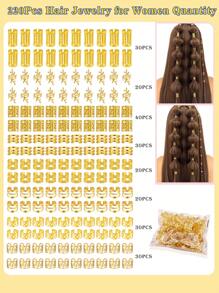 220 piezas Accesorios para el cabello dorados Cecillia, joyería para rastas, joyería para el cabello de mujer, aros y abrazaderas metálicos para accesorios de rastas, adornos de cuentas para trenzas, decoración bohemia