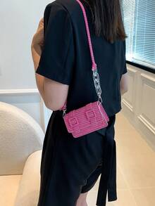 Women's Mini Fashionable Chain Strap Shoulder Bag For Daily Use - Hot Pink - View 9
