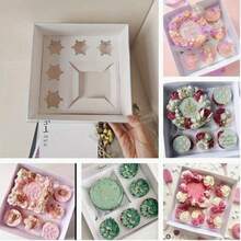 1/5 包便当蛋糕和纸杯蛋糕盒 4 英寸蛋糕和 5 个纸杯蛋糕盒 10 套适合家庭晚餐生日派对野餐礼物 - 白色 - 查看 3