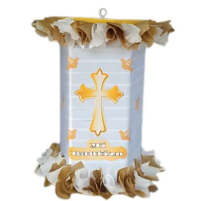 Piñata giratoria para bautizo dorado altura 50cm decoración centro de mesa fiesta presentación temático rellenable elegante resistente