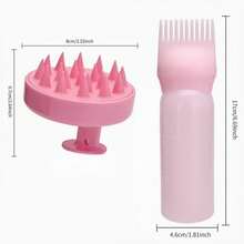 3 件套全新按摩洗发刷、染发梳、洗发瓶、发饰花夹、美发工具套装、返校、旅行度假必需品、女士发饰 - 彩色 - 查看 4