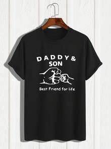 Men's Summer Printed Short Sleeve T-Shirt Top - Black - View 2