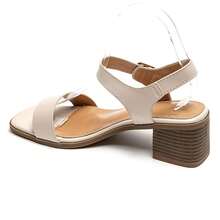 Square Heel Ankle Strap Sandals - Timeless Elegance - Beige - View 5