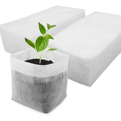 100pcs Planting Bags, Can Be Directly Transplanted Non-Woven Fabric Seedling Bags, Light Matrix Nursery Cup Container Bags For Fruit Seedlings, 100pcs/50pcs/20pcs
