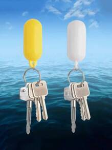 Waterproof Floating Keychain - ABS And Stainless Steel, Yellow With Compass Design - Perfect For Boating, Canoeing, Fishing, Rafting, Surfing And Party Gifts, Fishing Gear Accessories | Compass Keychain | Waterproof Keychain, Beach Essentials, Beach Accessories, Pool Float