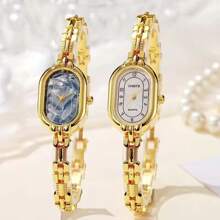 Famous Brand Women Watch Thin Bracelet Watch Retro Small Gold Watch For Women Oval Dial Luxury Fashion Quartz Wristwatch
