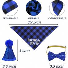 Dog Birthday Hat With Number Bandana Bow Tie Collar Washable Pet Costume Set For Puppies Kittens Dwarf Rabbits Color Blocking Fashion Dog Birthday Decorations Apparel Outfits