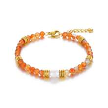 1pc Fashion Minimalist Versatile Stainless Steel & Natural Stone Bracelet, Multi-Color Options Suitable For Women Daily Wear