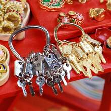 1 套迷你娃娃屋中国风场景嫁妆模型，房东和女房东人物模型，第二代钥匙配件