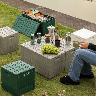 Caja de almacenamiento para camping al aire libre, contenedor organizador portátil y plegable con puerta lateral gruesa para uso doméstico, picnic