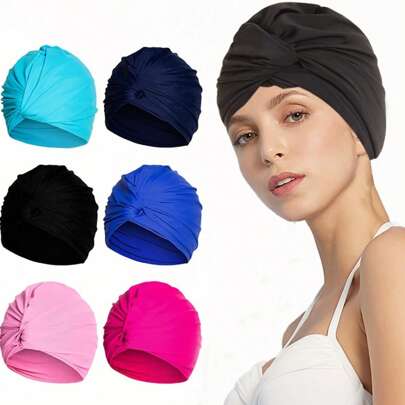 2025 New Extra Large Nylon Fabric Swim Cap, Solid Color Simple Pleated Design, Comfortable & Non-Constrictive Swim Cap, Suitable For Adults Men & Women With Long Hair, Thermal Spring Bath Cap (Slight Color Variance May Occur Due To Fabric Batch Difference, Please Refer To The Actual Product), Beach Essentials, Beach Accessories, Pool Float