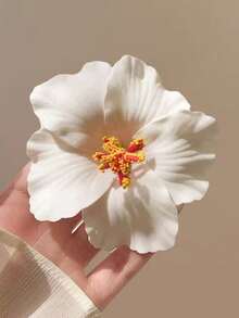 4 件/3 件芙蓉花夏威夷派对夏日派对 DIY 装饰人造花草裙舞女孩喜爱的发饰花（白色）、发饰、爪夹、发夹、发夹、发夹、发夹、学校用品