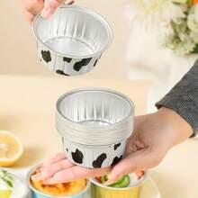 Mini Baking Tray With Lid - Disposable Aluminum Foil Square Cup, Suitable For Cupcakes, Brownies, Muffins And Desserts - Perfect For Weddings, Parties And Kitchens, Essential For Kitchen Baking | Modern Kitchenware | Ribbed Texture Cup