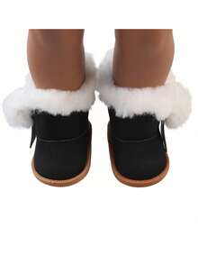 MSYO 1 双 18 英寸美国女孩娃娃冬季雪地靴毛绒鞋高帮靴，娃娃配饰礼品玩具，18 英寸娃娃靴，白色娃娃鞋，儿童靴子女孩，重生，18 英寸娃娃鞋，靴子玩具 - 雪靴 - 查看 5