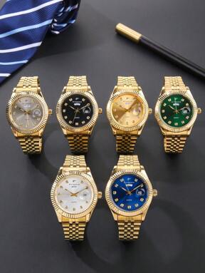RICECGO 1pc Classic Stainless Steel Strap Men'S Business Quartz Watch With A Calendar Function, Perfect For Daily Wear And As A Gift.