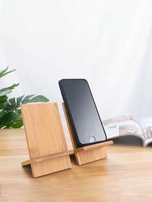 1 件简约木质手机支架，适用于卧室、客厅、办公桌、桌面、平板电脑休闲手机支架、床边手机架 - 黃色 - 查看 3