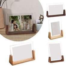 Walnut/Beech Creative Photo Frame Acrylic U Shape Transparent Frame Desktop Wood Wedding Pictures Frame Office Decor
