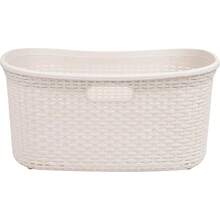 Mind Reader 40L Laundry Basket, Clothes Hamper, Lid, Wicker Design, Plastic, 23L X 14.25x 11H, Ivory-Cll - Ivory - View 5