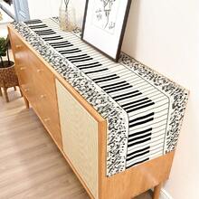 1 pieza Tapete de mesa impreso con teclas de piano y patrón geométrico; Juego de 4/6/8 manteles individuales impresos con teclas de piano y patrón geométrico - Adecuado para fiestas, cumpleaños, cenas, decoración de cocina y comedor, versátil para todas las estaciones y decoración del hogar
