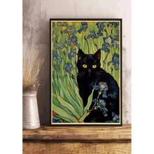 1pc Wall Arts Posters Optional Frame Vintage Van Gogh Monet Waterlily Black Cat Posters Coffee Stickers Kraft Paper Living Community Bar Art Painting Home Room Decoration ,Wall Art With Frame - Multicolor - View 34
