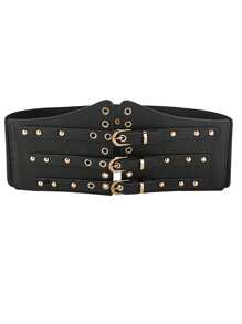 1 Stück Damen Schwarzer Punk Elastischer Taillengürtel, Gothic Stil Breiter Taillenformer, geeignet für den täglichen Gebrauch als Damenkorsettgürtel für Kleider, Taillentrainer zur Taillenformung und Bauchkontrolle