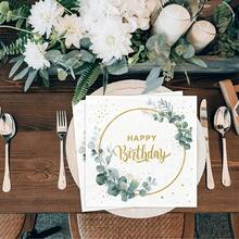 20pcs Green Disposable Paper Napkins With Eucalyptus Pattern, Decorative Luncheon Napkins, Suitable For Birthday Party, Baby Shower, Wedding, Engagement, Christening, Bridal Events - Multicolor - View 5