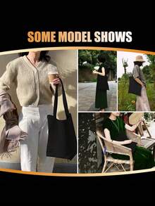 20/6/8pcs Black And White Combination Set Sublimation Tote Bags Blank Canvas Tote Bags For Decoration And DIY Handmade Grocery Bags, Simple And Elegant, Travel Simple Storage Bag - Multicolor - View 10