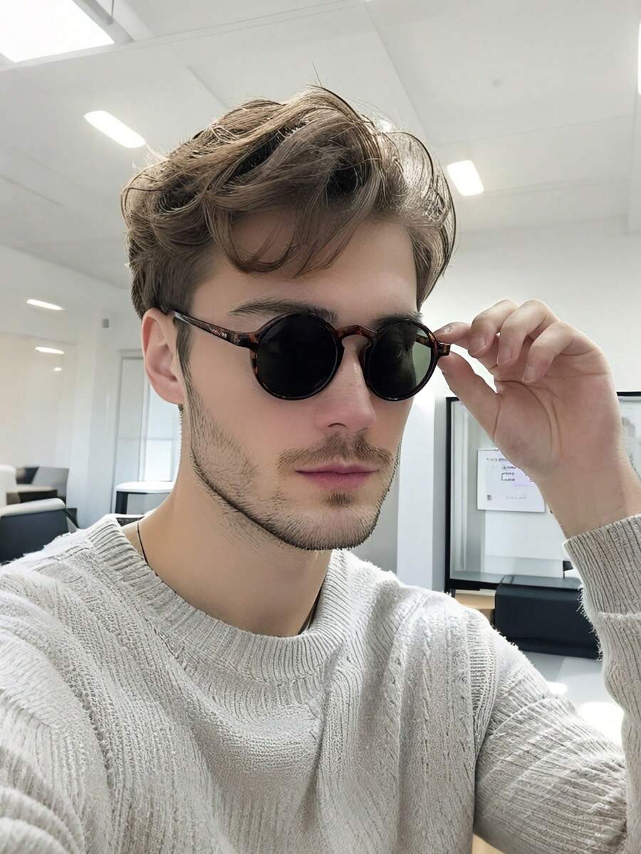 男士亚克力休闲复古豹纹返校季时尚眼镜适合日常外出佩戴沙滩配饰眼镜遮阳镜适合夏季海滩度假、户外、旅行