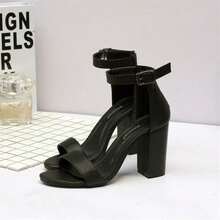 Women's 2-Strap Heeled Sandals - Black - View 5