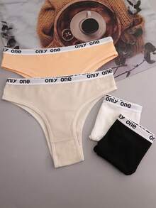 4件套女士弹力字母腰带舒适T字裤 - 彩色 - 查看 5